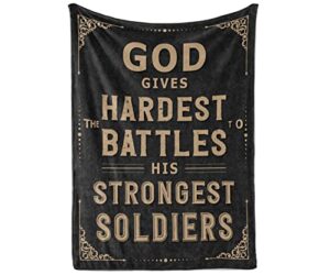 innobeta get well gifts for women, men, surgery gifts for friends with cancer, chemo patients, flannel throw blanket - 50"x 65", god gives the hardest battles to his strongest soldiers