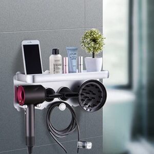 huyear supersonic hair dryer wall mount holder hair dryer bracket for hair dryer accessories holder hair dryer holder bathroom storage rack care tools (silver)