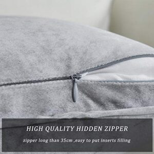 GIGIZAZA Silver Grey Velvet Decorative Throw Pillow Covers 12x20 Oblong Couch Sofa Pillow Covers Pack of 2