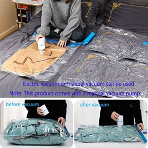 Vacuum Storage Bags, Reusable Compression Space Saver Bags, 12 Pack, 4 X Medium, 4 X Large, 4 X Extra Large, With Free Hand Pump, for Travel, Clothes, Mattress, Blanket, Pillows, Comforters