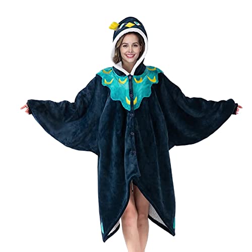 Queenshin Peacock Hoodie Wearable Blanket Oversized Sweatshirt for Adults, Comfy Flannel Animal Body Blanket Sherpa Lined, One Size for All