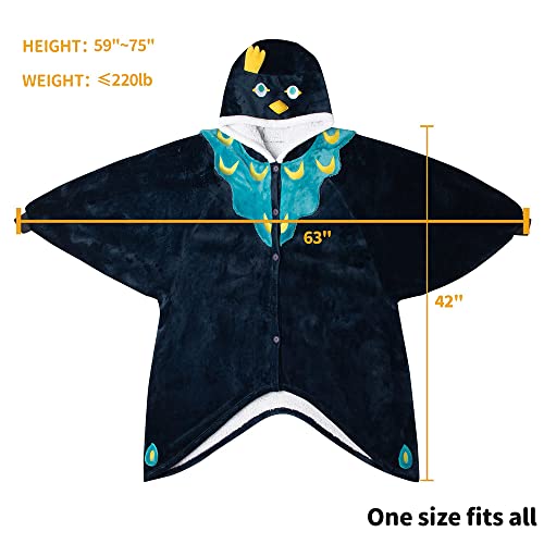 Queenshin Peacock Hoodie Wearable Blanket Oversized Sweatshirt for Adults, Comfy Flannel Animal Body Blanket Sherpa Lined, One Size for All