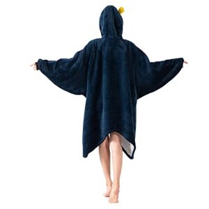 Queenshin Peacock Hoodie Wearable Blanket Oversized Sweatshirt for Adults, Comfy Flannel Animal Body Blanket Sherpa Lined, One Size for All