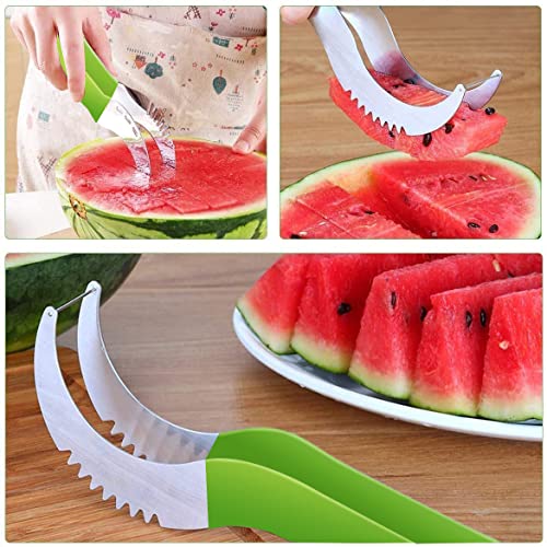 Gayisic 4 PCS Watermelon Slicer Cutter, Fruit Carving Tools Knife Kit , Stainless Steel Fruit Corer Cutter Kit for Ice Cream Melon Fruit Slicer