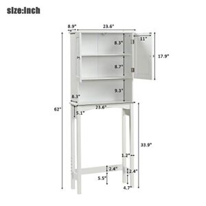 Merax Over-The- Toilet Storage Freestanding Bathroom Organizer Space Saver Shelves, White Cabinet