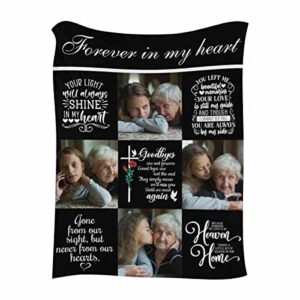 artsadd custom memory blanket for loved ones lost with picture, forever in my heart memorial blanket and throws personalized for loss of mother father dog sympathy bereavement gifts 50x60