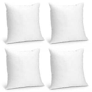 foamily throw pillows insert - (pack of 4) pillow 20" x 20" inches for bed and couch - 100% machine washable cotton pillow - indoor decorative throw pillows for couch & bed