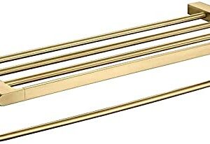 Towel Rack 304 Stainless Steel Towel Bar Brushed Gold Towel Rails Heavy Duty Towel Holder Wall Mounted Towel Storage Rack for Bathroom, Kitchen, Hotel, Screw Installation