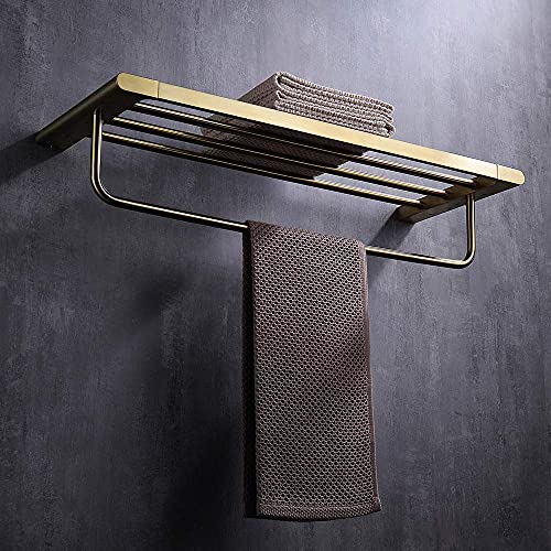 Towel Rack 304 Stainless Steel Towel Bar Brushed Gold Towel Rails Heavy Duty Towel Holder Wall Mounted Towel Storage Rack for Bathroom, Kitchen, Hotel, Screw Installation