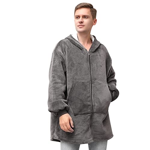 rericonq Blanket Hoodie, Oversize Hoodie Blanket Wearable For Women Man Teens,Warm Fleece Sweatshirt With Giant Pocket Thick Flannel Blanket Hooded