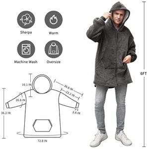 rericonq Blanket Hoodie, Oversize Hoodie Blanket Wearable For Women Man Teens,Warm Fleece Sweatshirt With Giant Pocket Thick Flannel Blanket Hooded