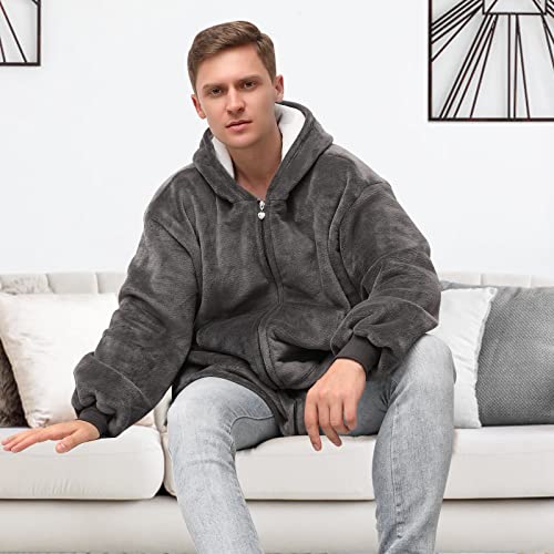 rericonq Blanket Hoodie, Oversize Hoodie Blanket Wearable For Women Man Teens,Warm Fleece Sweatshirt With Giant Pocket Thick Flannel Blanket Hooded