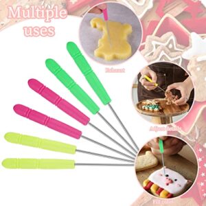 6Pcs Cookie Scribe Tool Sugar Stir Needle Stored in Plastic Box Colorful Cookie Decorating Tools DIY Baking Pin for Royal Icing Biscuit Coffee Sugarcraft Handcraft