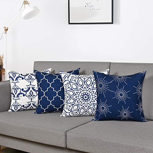 Fascidorm Throw Pillow Covers Modern Decorative Throw Pillow Case Cushion Case for Room Bedroom Room Sofa Chair Car, Blue, 20 x 20 Inch