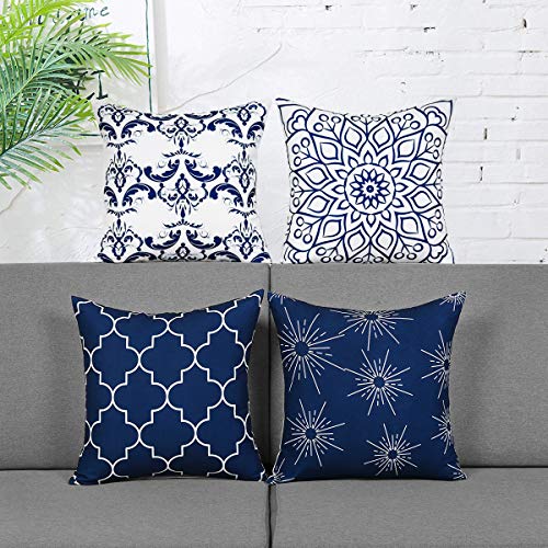Fascidorm Throw Pillow Covers Modern Decorative Throw Pillow Case Cushion Case for Room Bedroom Room Sofa Chair Car, Blue, 20 x 20 Inch