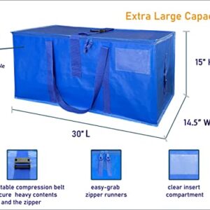 Extra Large Storage Bags with Zipper for Clothes, Toys, Blankets, Moving, Comforters, Dorm Storage, Closet Organization - Space Saving Bags, Reusable (Set of 6)