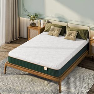 zeffly full size mattress 10 inch, gel memory foam mattress with individual pocket springs, hybrid mattress in a box for pressure relief & cooler sleep, certipur-us certified