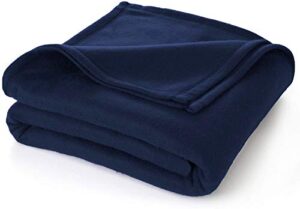 fleece blanket twin size - polar soft brushed fabric for bed, sofa, living room - thermal lightweight spread - all season cozy throw blanket or pet blankets - 56’’ x 92’’ - navy blue