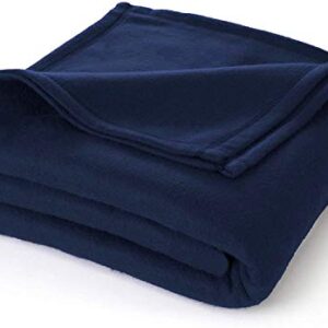 Fleece Blanket Twin Size - Polar Soft Brushed Fabric for Bed, Sofa, Living Room - Thermal Lightweight Spread - All Season Cozy Throw Blanket or Pet Blankets - 56’’ x 92’’ - Navy Blue