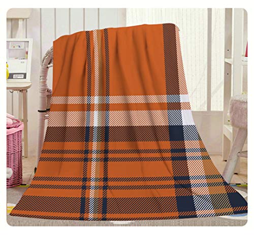 Swono Plaid Throw Blanket,Orange Check Plaid Seamless Pattern Thorw Blanket Soft Warm Decorative Blanket for Bed Couch Sofa Office Blanket 40"X50"
