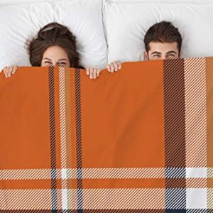 Swono Plaid Throw Blanket,Orange Check Plaid Seamless Pattern Thorw Blanket Soft Warm Decorative Blanket for Bed Couch Sofa Office Blanket 40"X50"