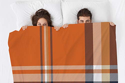 Swono Plaid Throw Blanket,Orange Check Plaid Seamless Pattern Thorw Blanket Soft Warm Decorative Blanket for Bed Couch Sofa Office Blanket 40"X50"