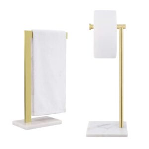 kes towel rack countertop & toilet paper holder stand, sus 304 stainless steel brushed brass, bth220l19w12-bz+bph285s1-bz
