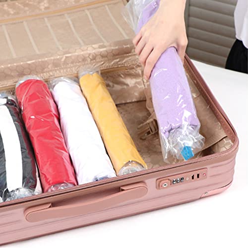 SMLJFO 5pcs Compression Bags for Travel Double Zipper Hand Roll Up Space Saver Bags Reusable Vacuum Sealed Bags for Clothes No Pump or Vacuum Needed for Clothes, Comforters, Blankets, Bedding