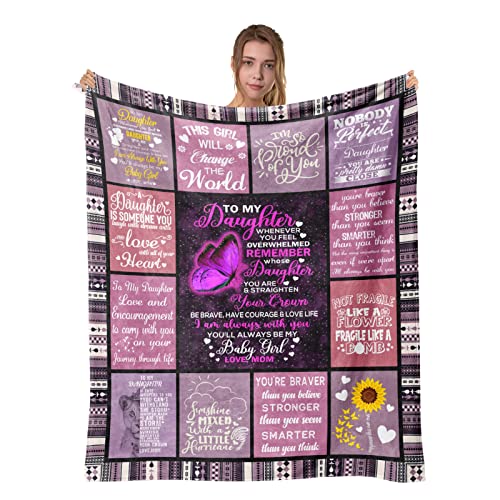 Qubygo to My Daughter Blanket - Gifts for Daughter from Mom,Daughter Birthday Gift from Mom, Birthday Gifts for Daughter, Gift for Daughter Adult, Daughters Gift Ideas Blankets 60”x50”