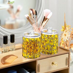 DOMIKING 4 Pack Acrylic Organizer for Cotton Ball Cotton Swab Cotton Round Pads Rubber Duck Clear Plastic Vanity Canister Cotton Ball Holder Dispenser Bathroom Storage Essentials