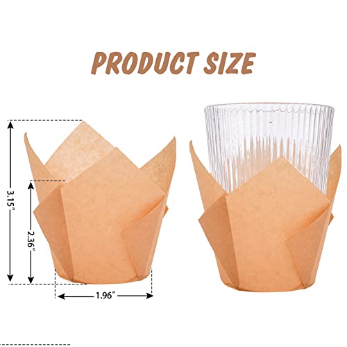 200Pcs Tulip Cupcake Liners Muffin Baking Liners Holders Premium Baking Cups Cupcake Wrappers Christmas Cupcake Lliners for Weddings, Birthdays, Anniversaries, and Special Occasions（Natural）
