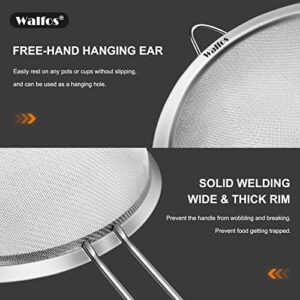 Walfos 9 Inch Large Fine Mesh Strainer, Kitchen Metal Food Strainers with Sturdy Handle, Stainless Steel 30 Mesh Sieve Sifters for Rice, Quinoa, Pasta, Fruits, Vegetables, etc.