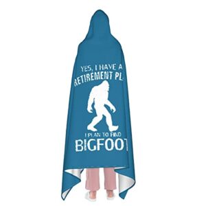 Yes I Have A Retirement Plan Bigfoot Hooded Blanket Wearable Throw Blankets Unisex Sofa Bed Flannel Blanket Multiple Sizes