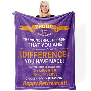 2023 retirement blanket gift for him & her - happy retirement 60"x50" soft throw - perfect for nurses, police, teachers, colleagues, bosses & parents.