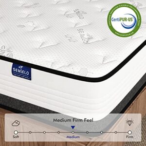 SEMIELO 10 Inch Hybrid Memory Foam Mattress Full Size, Cool Top Medium Firm Mattress, Innerspring Mattress for Pressure Relief & Durable Surpport, Plush Bed Mattress in a Box, CertiPUR-US Certified