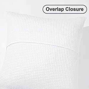 PHF 100% Cotton Waffle Weave Euro Shams 26" x 26", 2 Pack Elegant Home Decorative Euro Throw Pillow Covers for Bed Couch Sofa, White (No Insert)