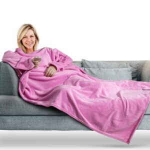uhdod wearable throw blanket oversized comfy blanket hoodie for sofa, cozy blankets gifts for women men mom, 71" x 63"