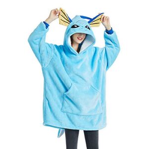 Wearable Blanket Anime Sweatshirt Hoodie Oversized Throw Blanket with Sleeves and Pocket for Adults, One Size Fits All