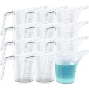 wuweot 12 pack measuring funnel pitcher, 33oz easy pour measuring cup with long spout for soap cakes making, filling muffin pans, bakeware molds, oils, fluids (1000ml)