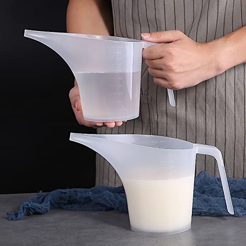 WUWEOT 12 Pack Measuring Funnel Pitcher, 33OZ Easy Pour Measuring Cup with Long Spout for Soap Cakes Making, Filling Muffin Pans, Bakeware Molds, Oils, Fluids (1000ml)