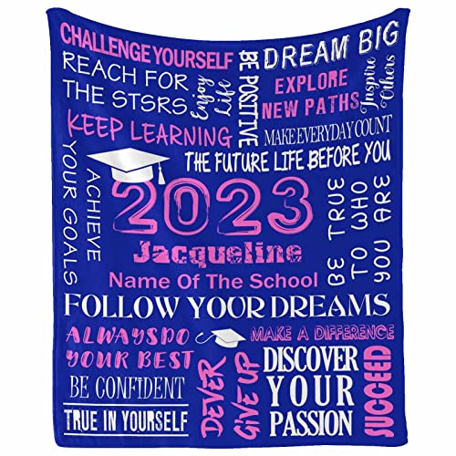 MyPupSocks Custom Graduation Throw Blanket Graduate Proud Best Wishes Keep Learning Black Fits Couch Sofa Bedroom for Birthday Christmas Graduation 60"x80"