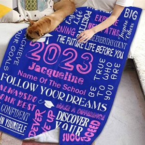 MyPupSocks Custom Graduation Throw Blanket Graduate Proud Best Wishes Keep Learning Black Fits Couch Sofa Bedroom for Birthday Christmas Graduation 60"x80"