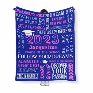 MyPupSocks Custom Graduation Throw Blanket Graduate Proud Best Wishes Keep Learning Black Fits Couch Sofa Bedroom for Birthday Christmas Graduation 60"x80"