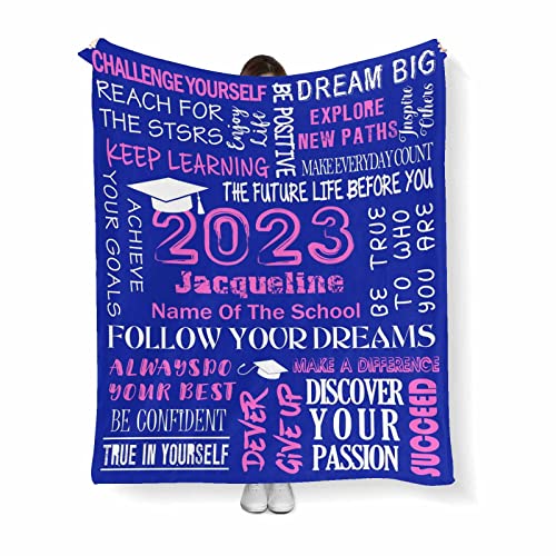 MyPupSocks Custom Graduation Throw Blanket Graduate Proud Best Wishes Keep Learning Black Fits Couch Sofa Bedroom for Birthday Christmas Graduation 60"x80"