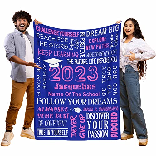 MyPupSocks Custom Graduation Throw Blanket Graduate Proud Best Wishes Keep Learning Black Fits Couch Sofa Bedroom for Birthday Christmas Graduation 60"x80"