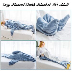 Shark Blanket Adult - Wearable Shark Blanket, Super Soft Cozy Flannel Hoodie Sleeping Bag Shark Tail Wearable Fleece Throw Blanket Onesie Blanket, Gifts for Shark Lovers 67 in L