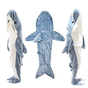 shark blanket, shark wearable blanket adult, shark blanket hoodie wearable, shark blanket super soft cozy shark sleeping bag (74.8inx35.5in (l) for adults or women with a height of 155-175cm)