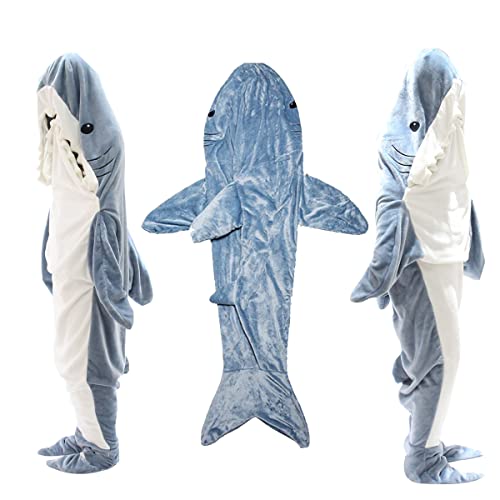 Shark Blanket, Shark Wearable Blanket Adult, Shark Blanket Hoodie Wearable, Shark Blanket Super Soft Cozy Shark Sleeping Bag (74.8inX35.5in (L) for Adults or Women with a Height of 155-175cm)