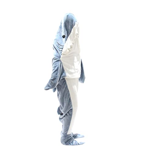 Shark Blanket, Shark Wearable Blanket Adult, Shark Blanket Hoodie Wearable, Shark Blanket Super Soft Cozy Shark Sleeping Bag (74.8inX35.5in (L) for Adults or Women with a Height of 155-175cm)