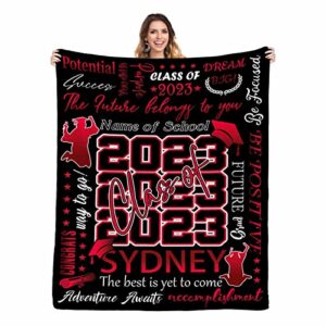 enjoyyjl custom class of 2023 graduation gift blanket - personalized with name and school for high school and college graduates